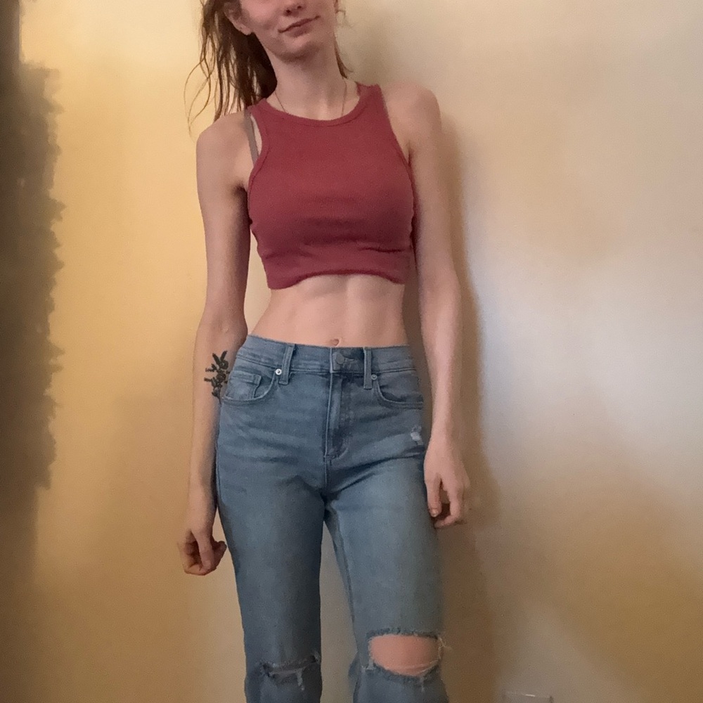 wild fable Rose Ribbed Cropped Tank
